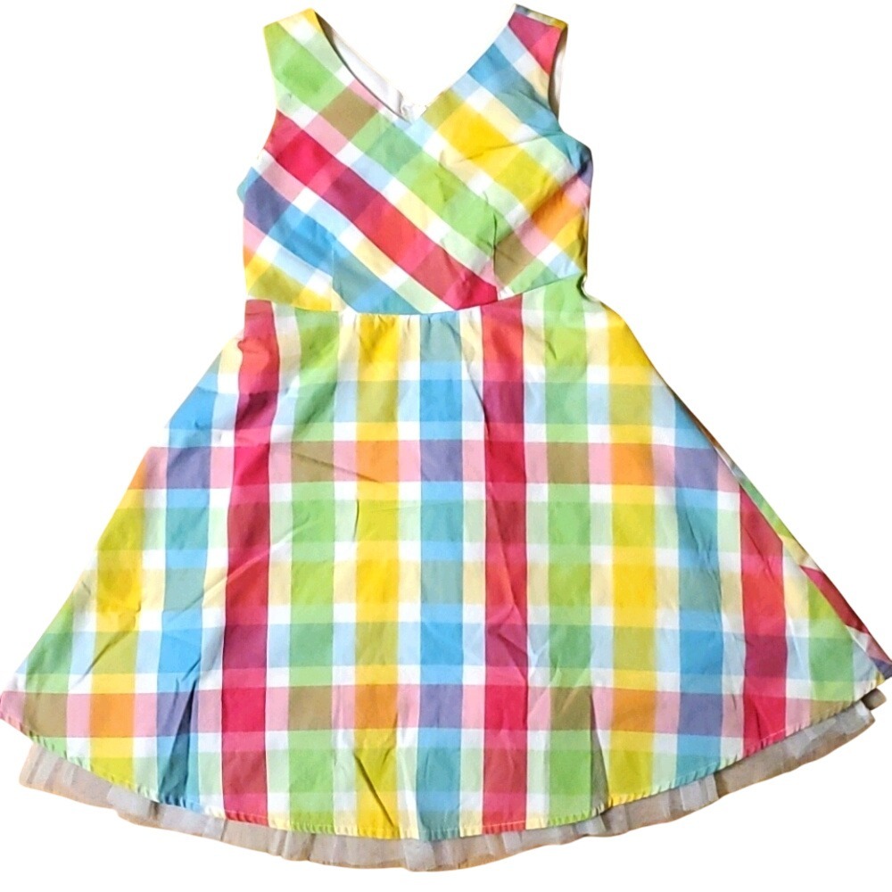 She's the 1 Girls Rainbow Multicolored Plaid‎ Checked Sleeveless Dress Size 6